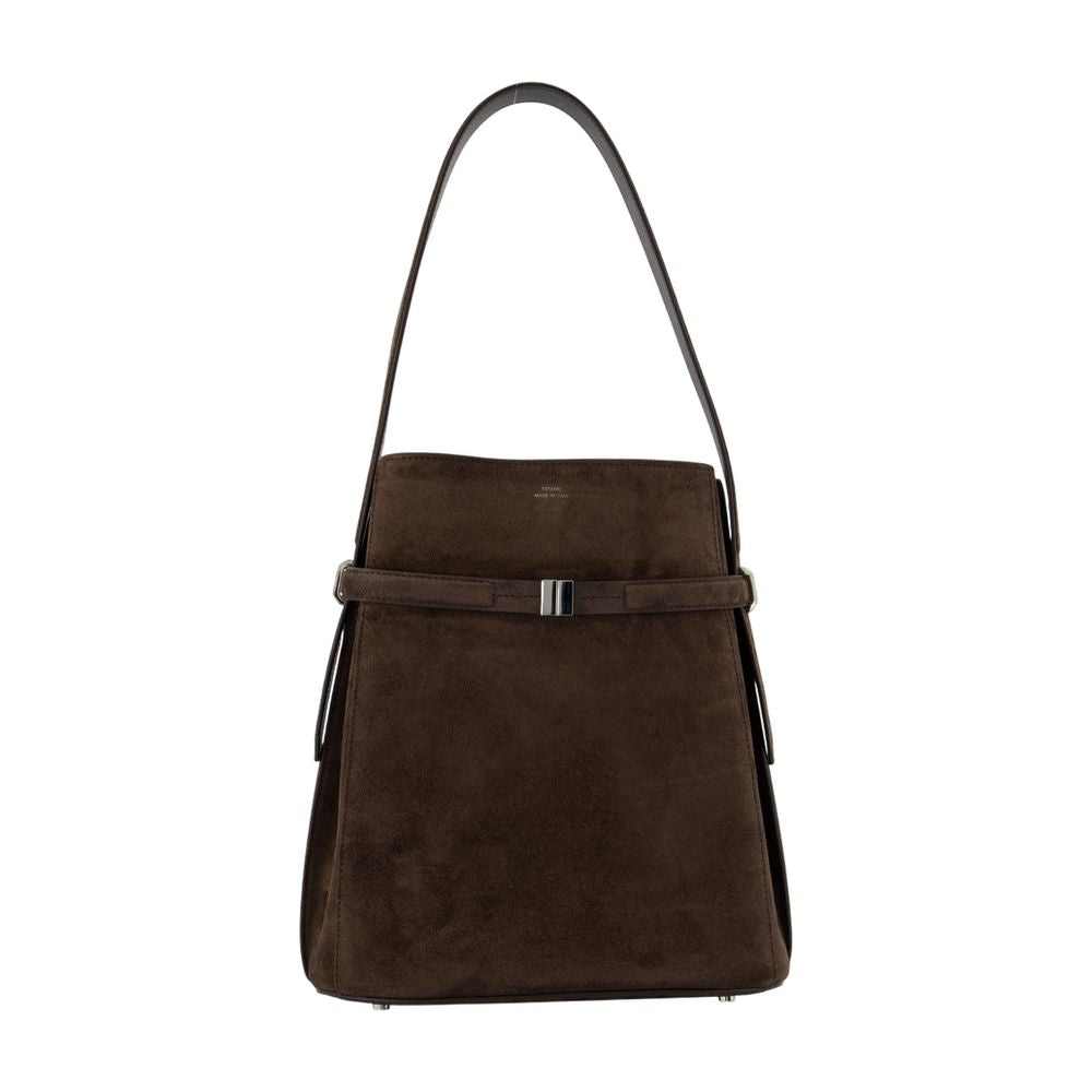 Toteme Belted Calfskin Shoulder Bag — Brown