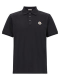 Moncler Logo-Embroidered Cotton Polo Shirt — Black