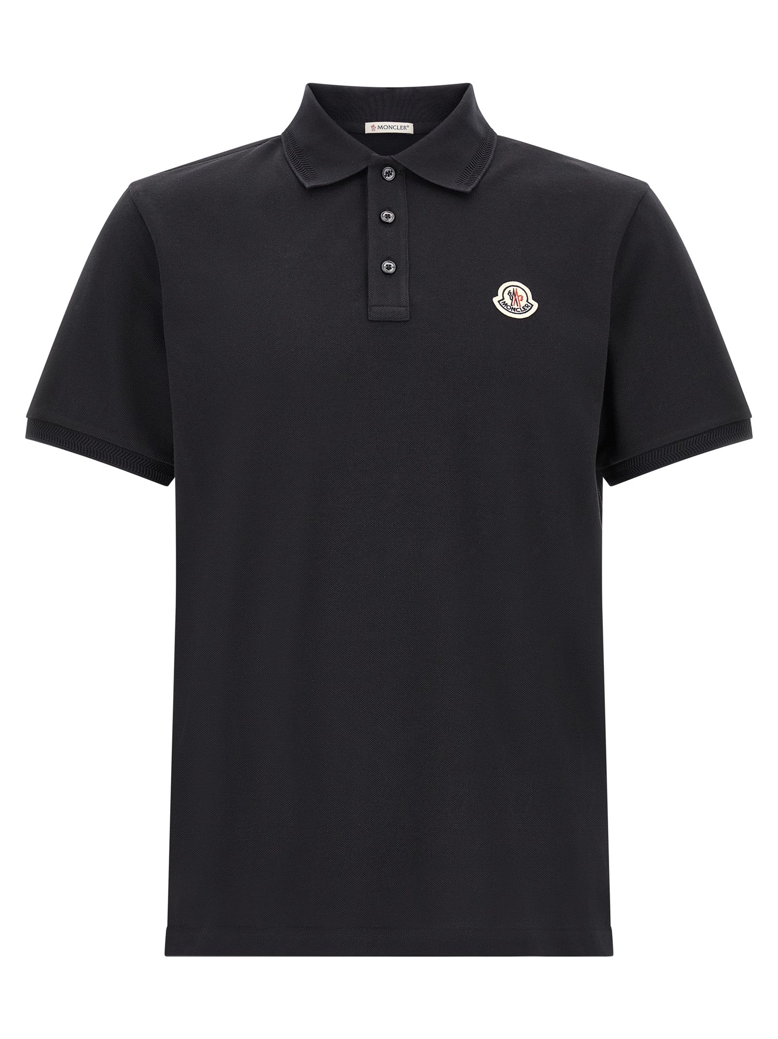Moncler Logo-Embroidered Cotton Polo Shirt — Black