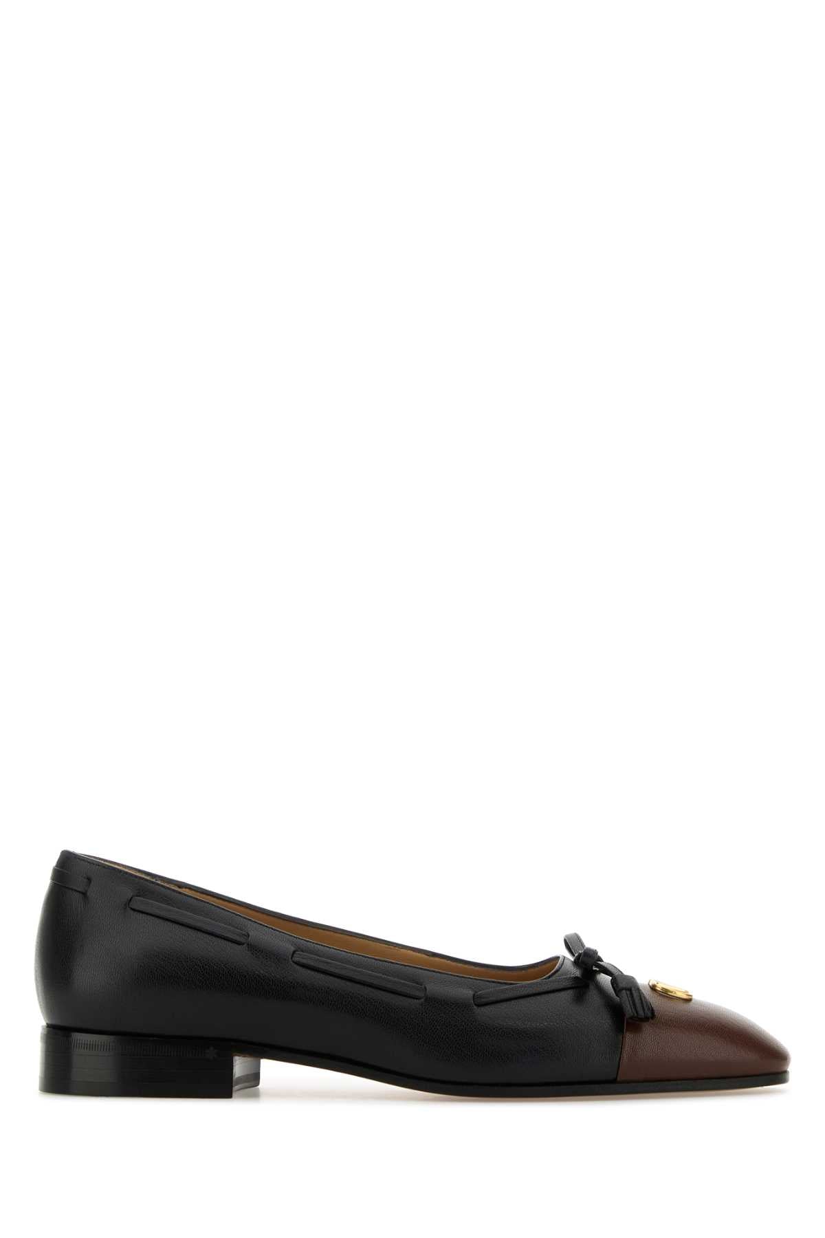Valentino Garavani Two-Tone Leather Ballet Flat — Black