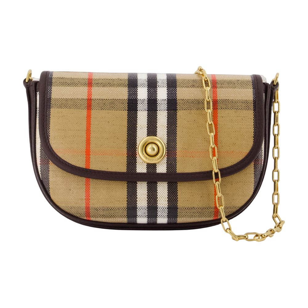 Burberry Check Canvas Crossbody Bag — Beige