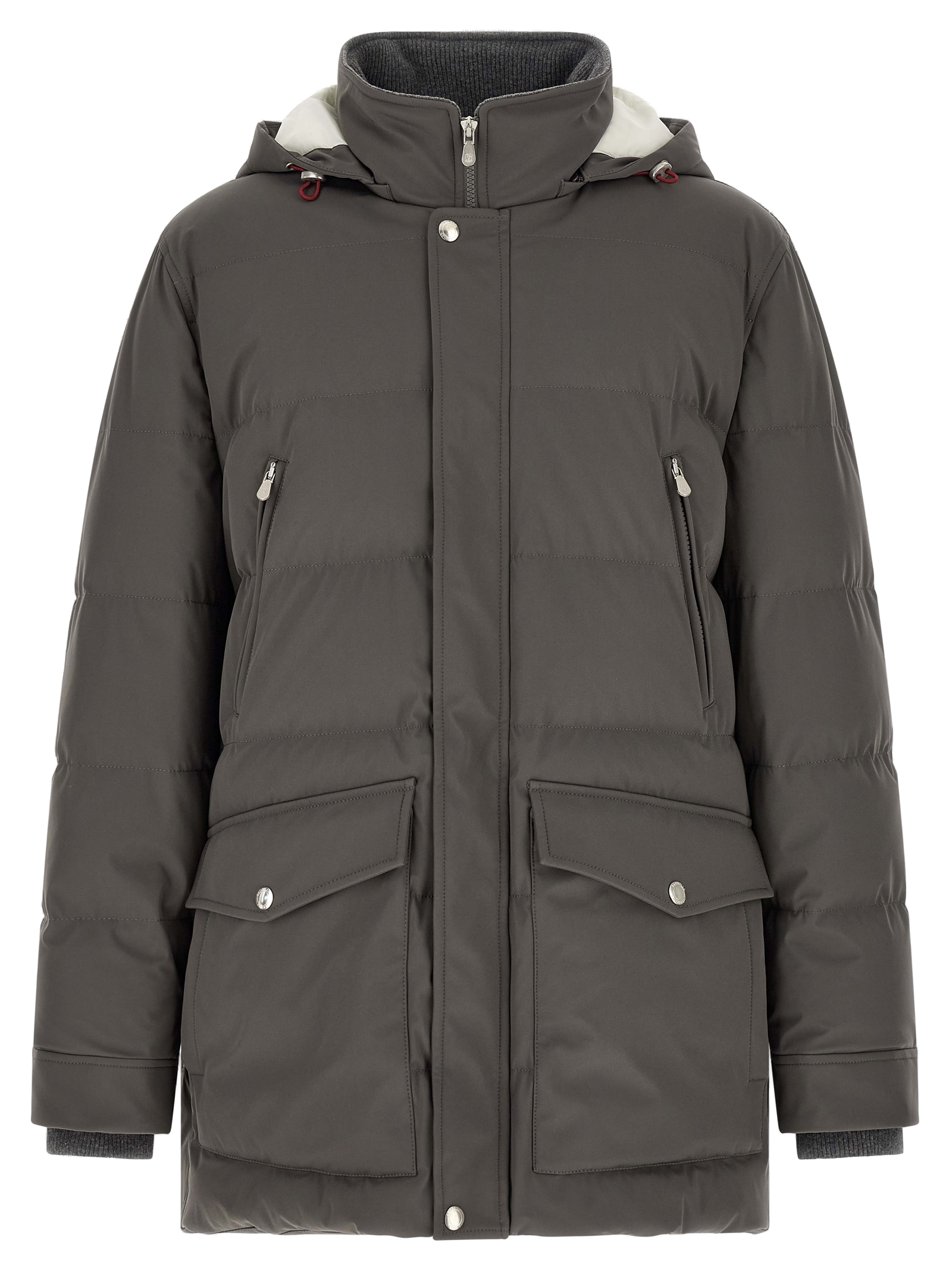 Brunello Cucinelli Goose Feather Padded Parka — Gray