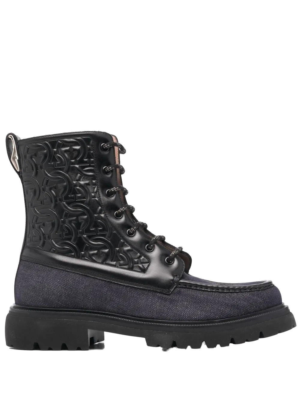 Ferragamo Gancini Combat Boot — Black