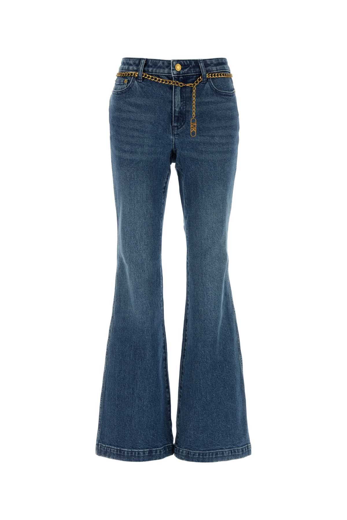 Michael By Michael Kors Chain Belt Jeans — Blue