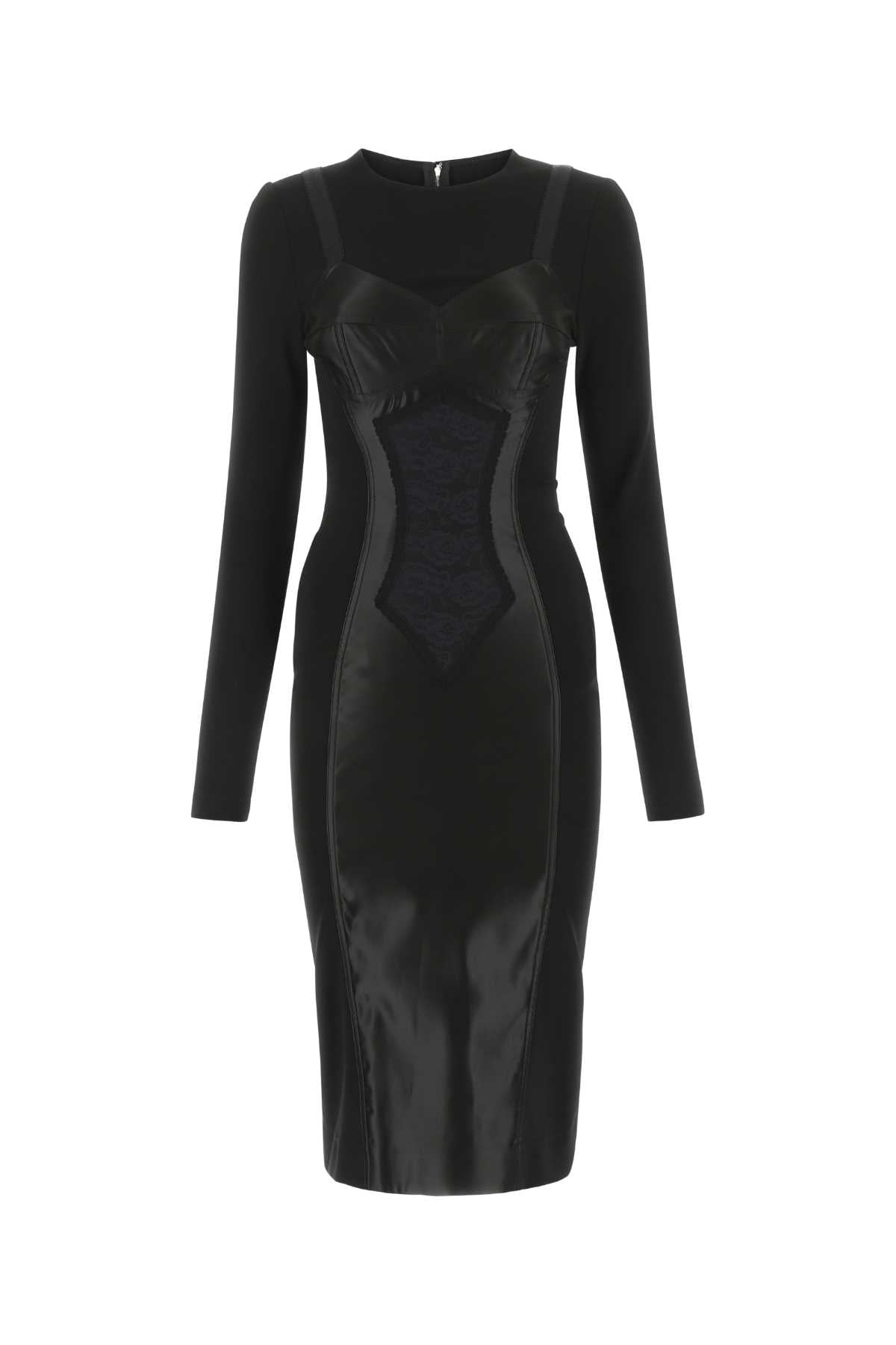 Dolce & Gabbana Corset-Detailed Midi Dress — Black