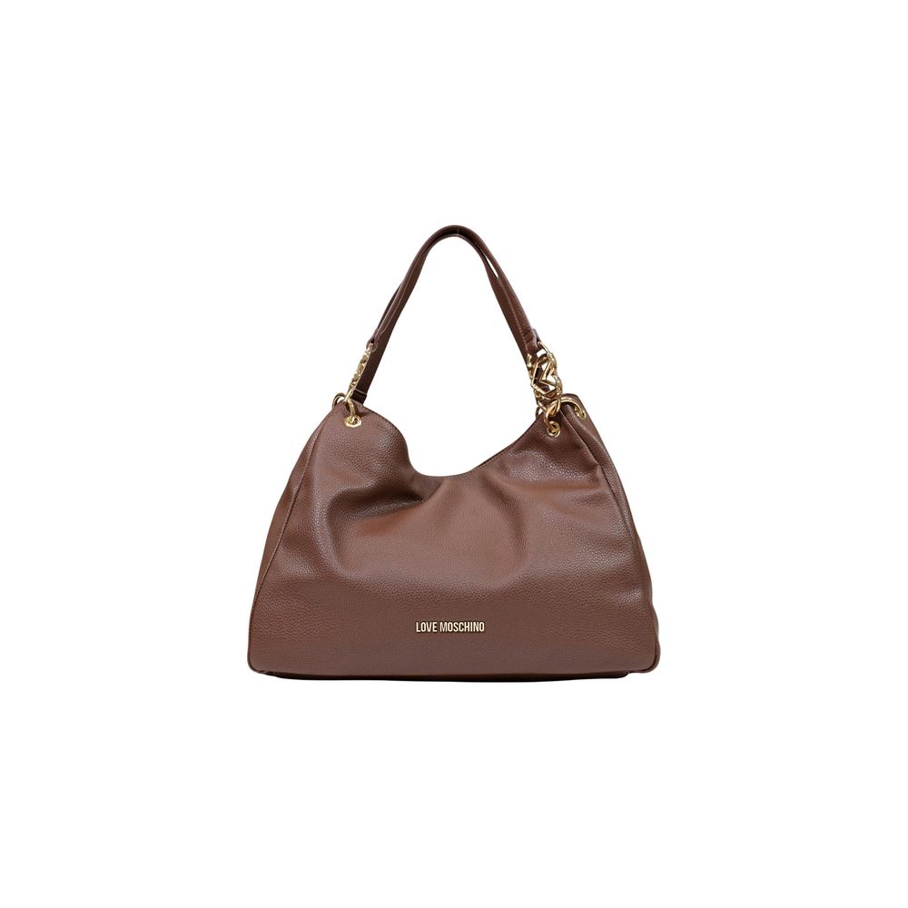 Love Moschino Textured Polyurethane Shoulder Bag — Brown