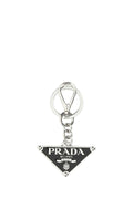 Prada Logo Metal Charm Key Case — Black