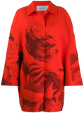 Valentino Lovers Print Oversized Coat — Red