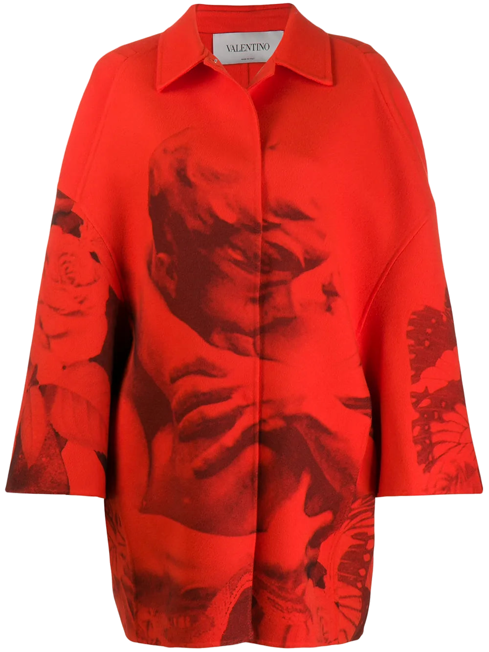 Valentino Lovers Print Oversized Coat — Red