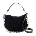 Isabel Marant Pearl-Embellished Calfskin Crossbody Bag — Black