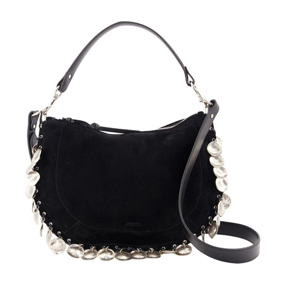 Isabel Marant Pearl-Embellished Calfskin Crossbody Bag — Black