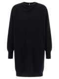 Brunello Cucinelli Horizontal Ribbed Virgin Wool Dress — Black