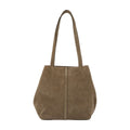 Vanessa Bruno Suede Tote Shoulder Bag — Beige
