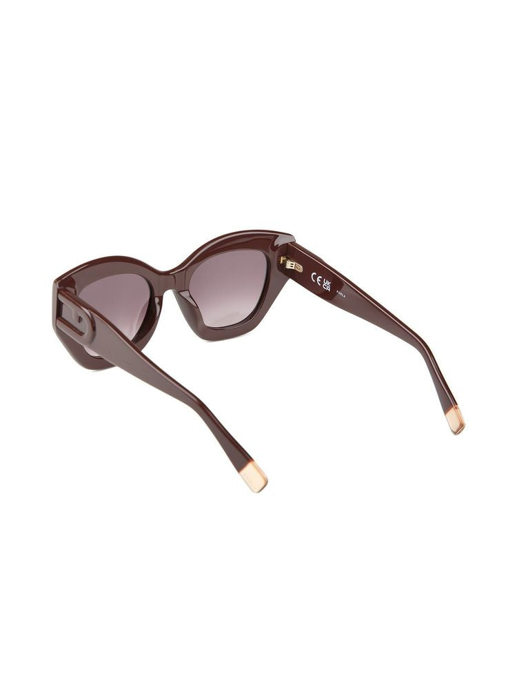 Furla SFU985 Cat-Eye Gradient Lens Acetate Sunglasses — Brown