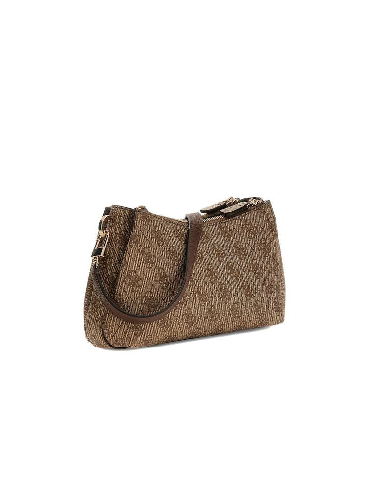 Guess Logo-Jacquard Polyurethane Crossbody Bag — Beige