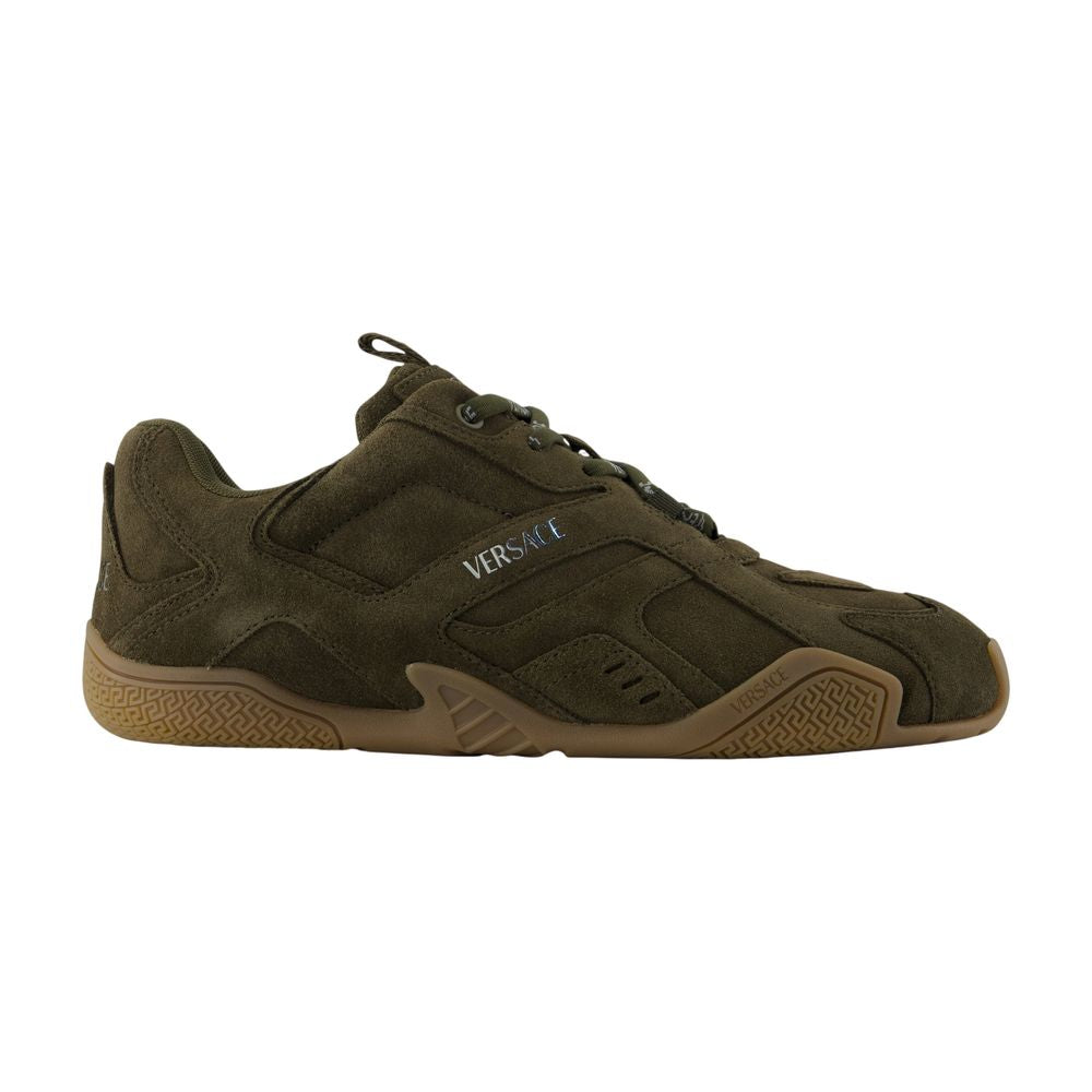 Versace Suede and Calfskin Sneaker — Khaki