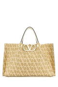 Valentino Garavani VLogo Monogram Jacquard Tote Bag — Beige