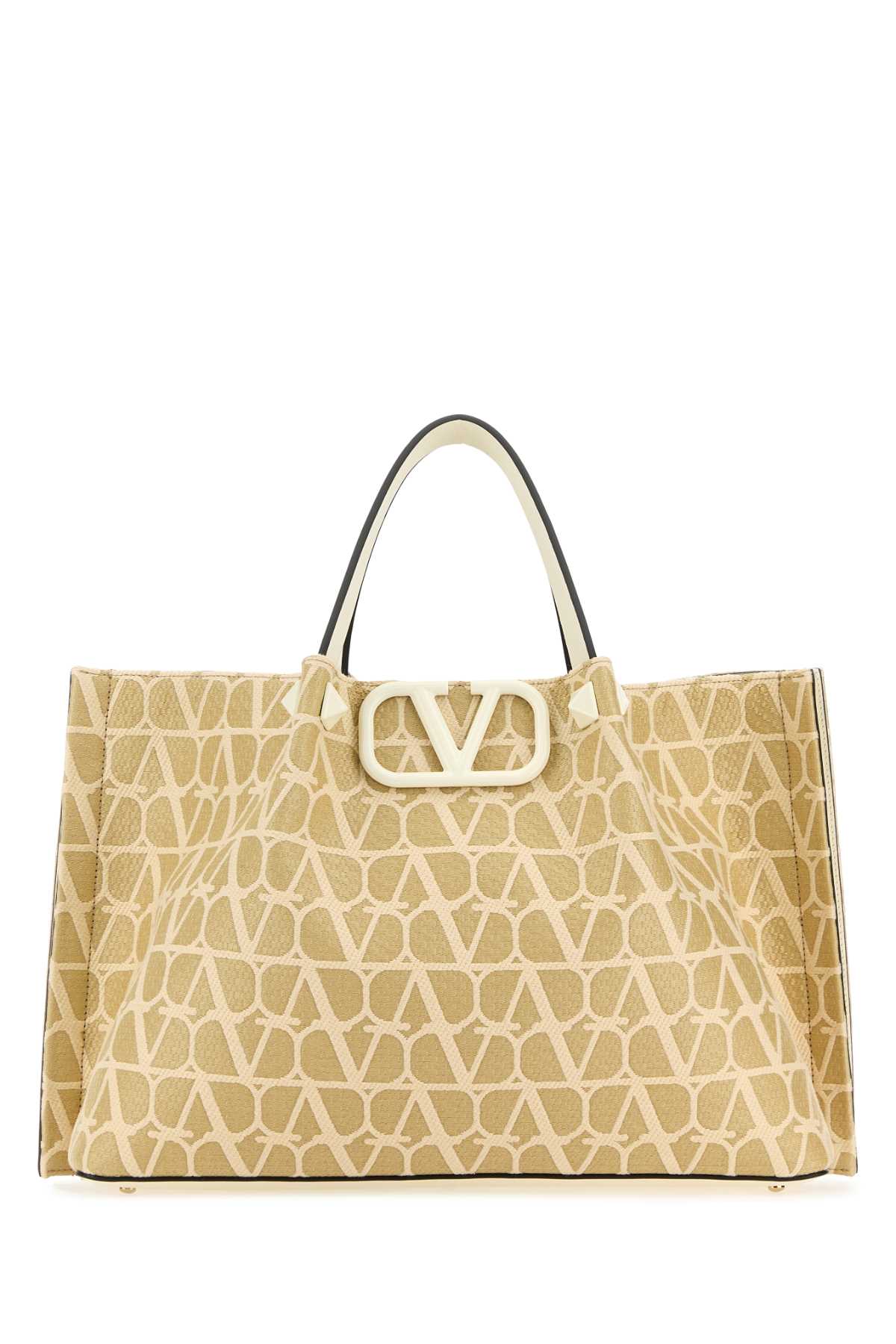 Valentino Garavani VLogo Monogram Jacquard Tote Bag — Beige