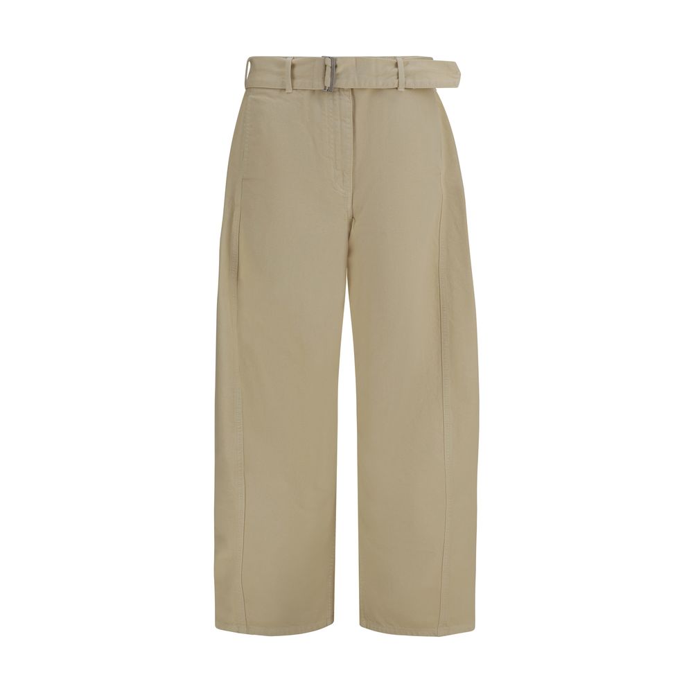 Magda Butrym Wide-Leg Cotton Trousers — Beige