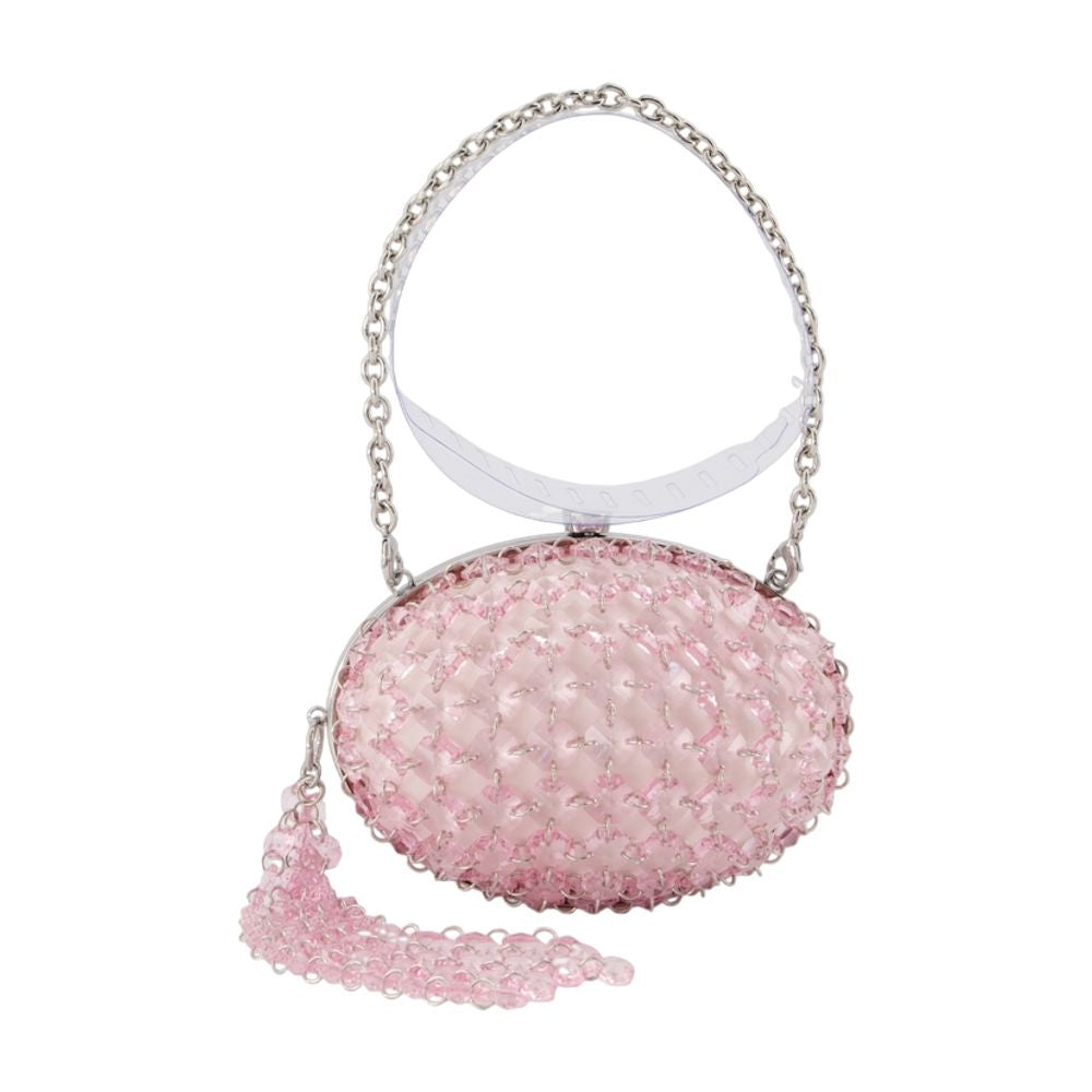 Self-Portrait Crystal-Embellished Clutch — Pink