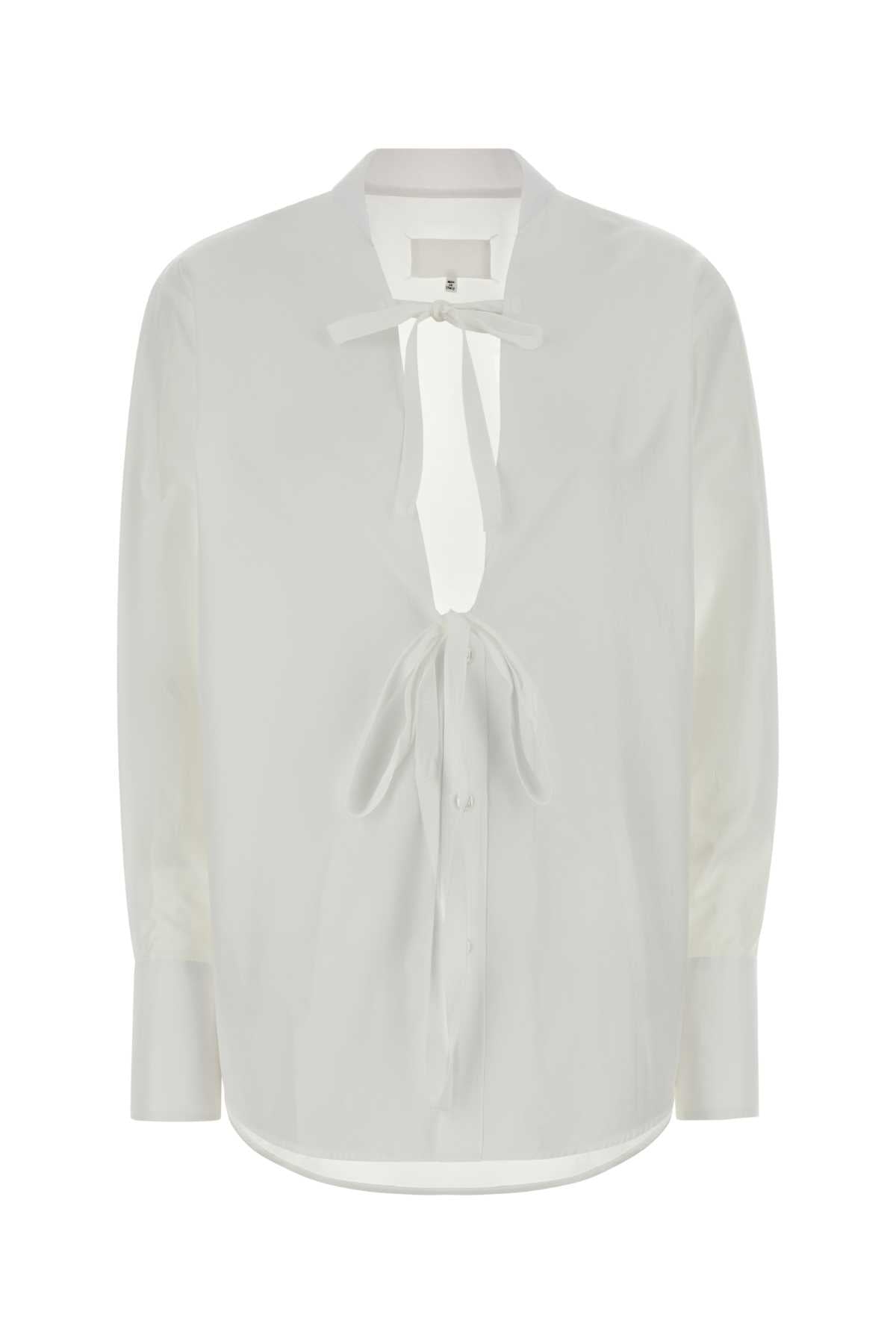 Maison Margiela Tie-Front Cotton Shirt — White