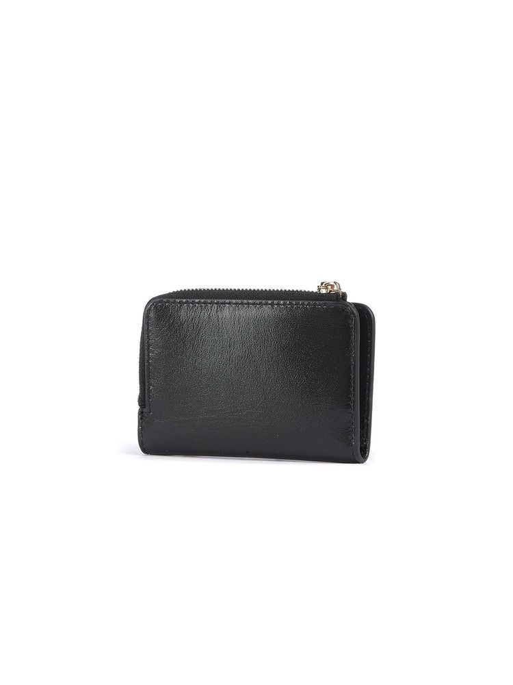 Coccinelle Shiny Smooth Leather Card Case — Black