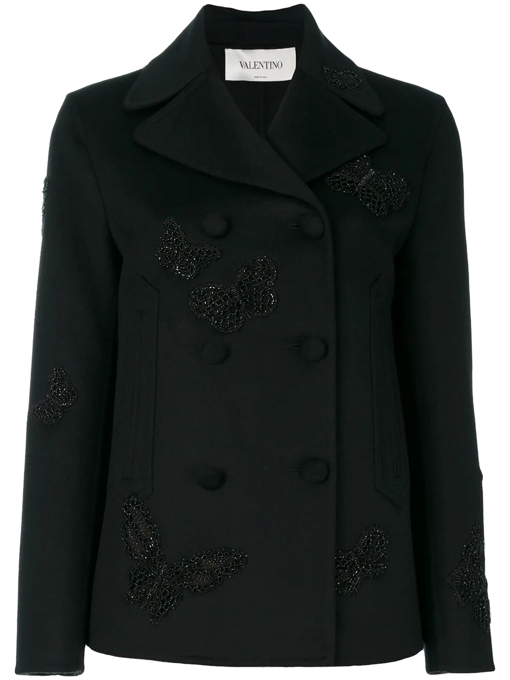 Valentino Butterfly-Embroidered Blazer — Black