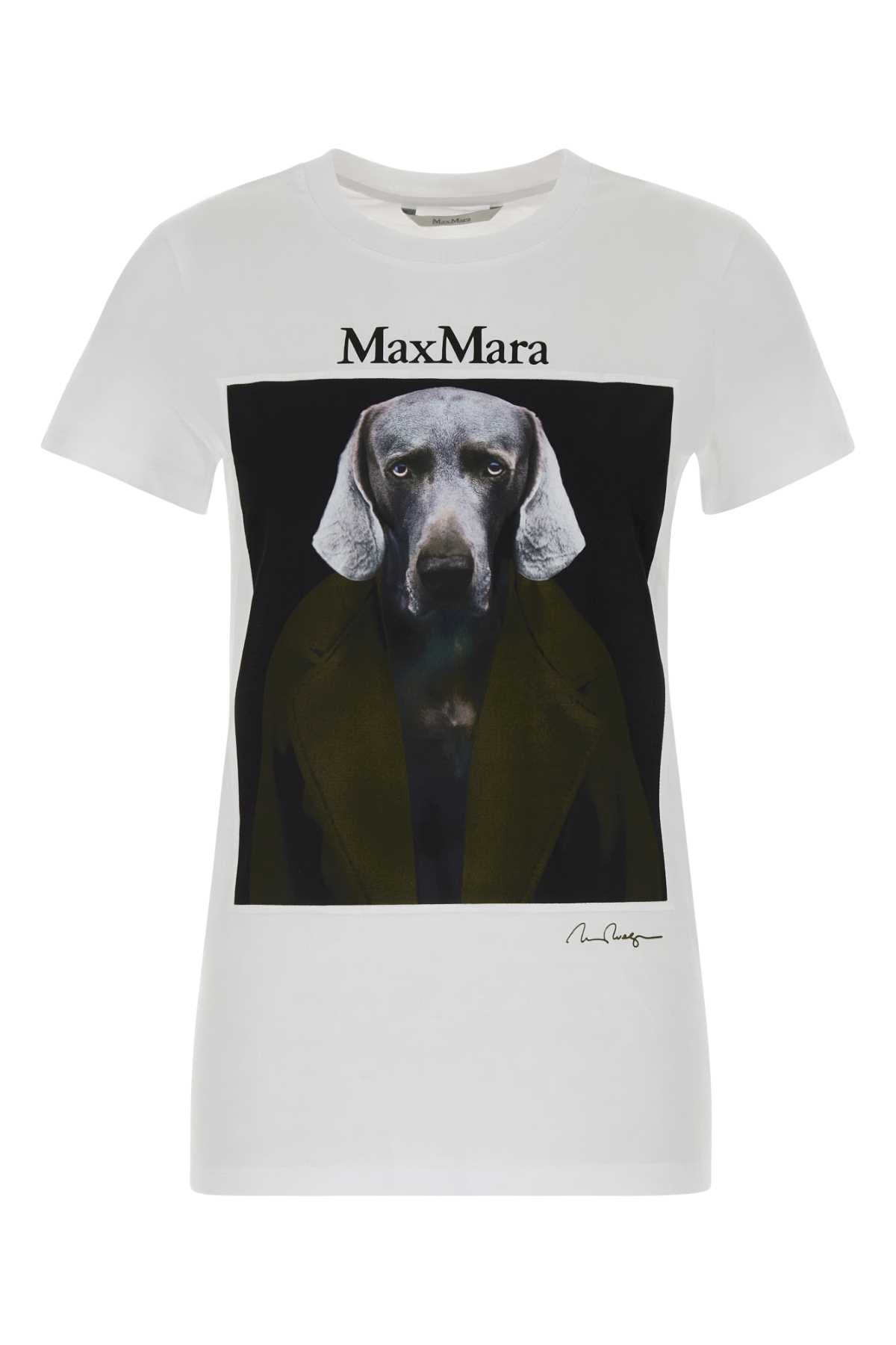 Max Mara Graphic Dog Print T-Shirt — White