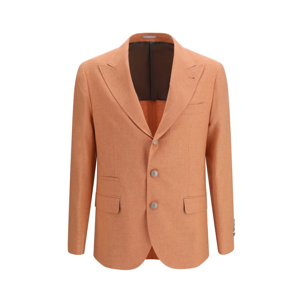 Brunello Cucinelli Wool-blend Deconstructed Blazer — Orange