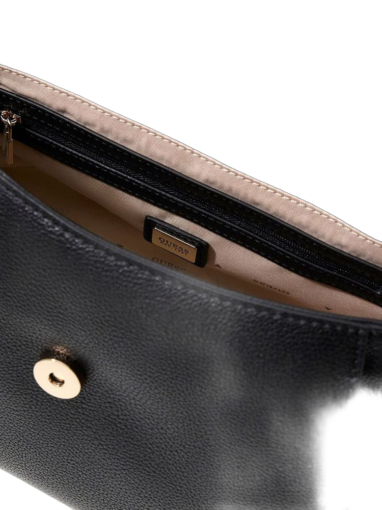 Guess Polyurethane Flap Top Handle Bag — Black