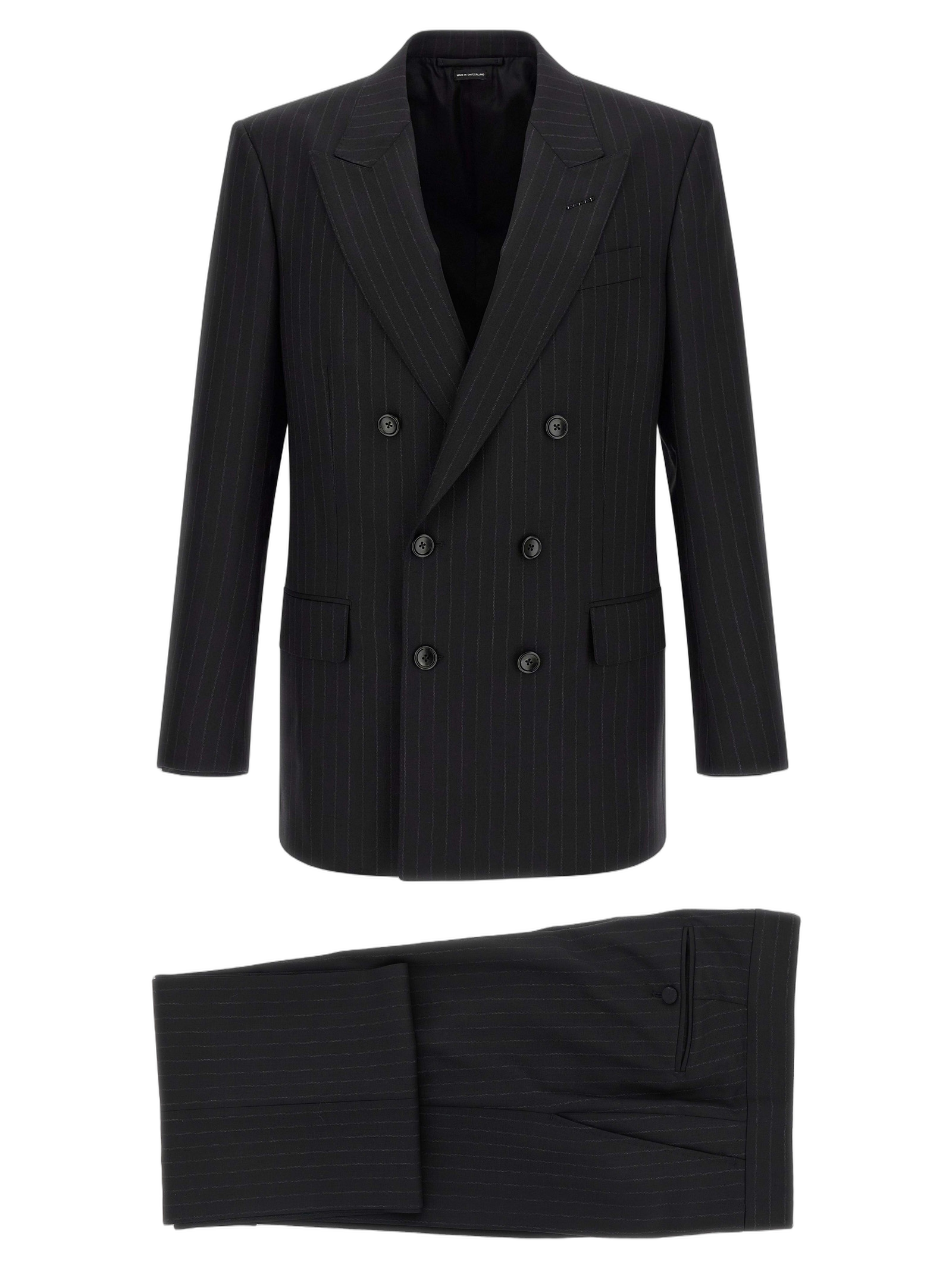 Tom Ford Pinstripe Wool Suit — Black