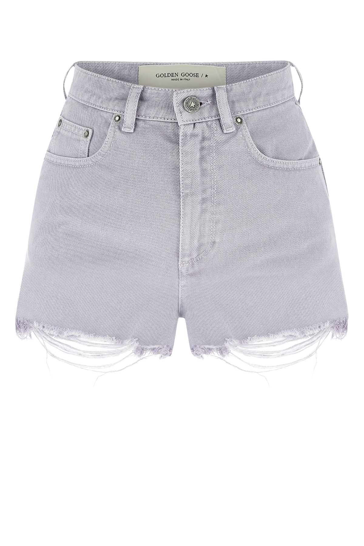 Golden Goose Deluxe Brand Distressed Cotton Denim Shorts — Purple