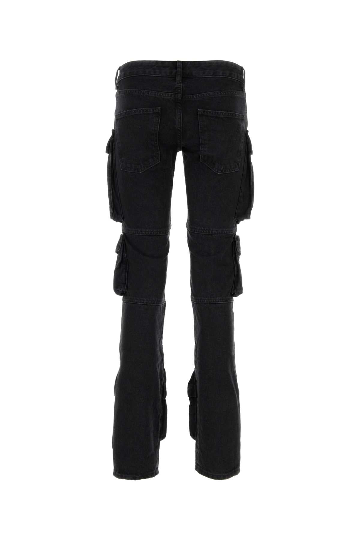 The Attico Cargo Pocket Denim Jeans — Black