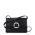 Jimmy Choo Crystal-Embellished Leather Crossbody Bag — Black