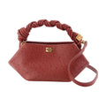 Ganni Ostrich-Embossed Synthetic Mini Bag — Burgundy