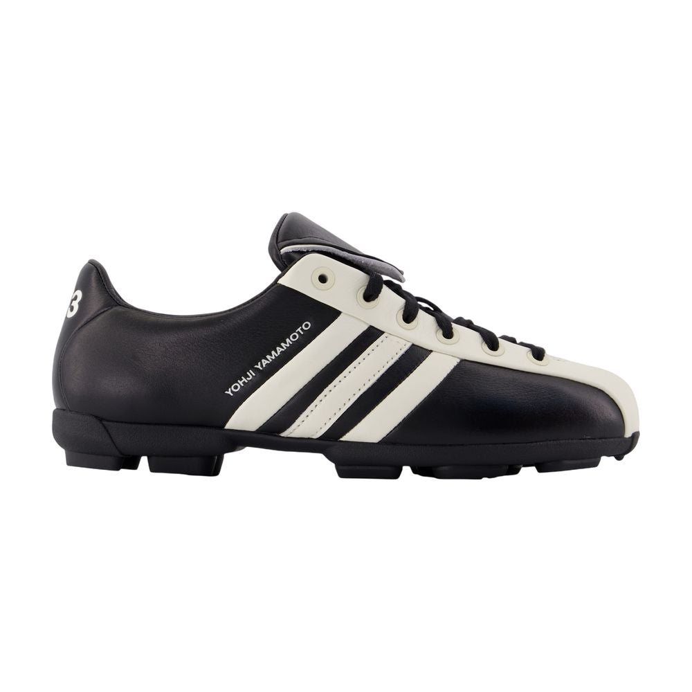Y-3 Leather Color-Block Sneaker — Black