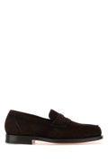 Santoni Suede Moccasin Loafer — Brown