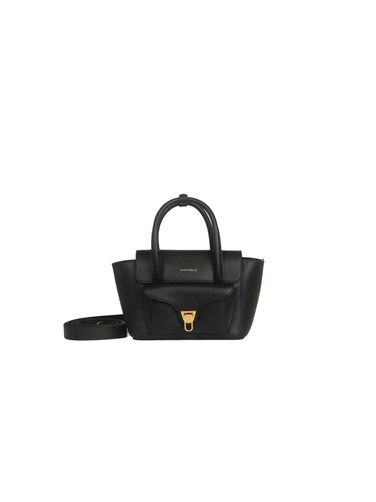 Coccinelle Grained Leather Top Handle Bag — Black