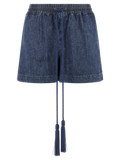 Valentino Garavani Cotton Denim Bermuda Shorts — Blue