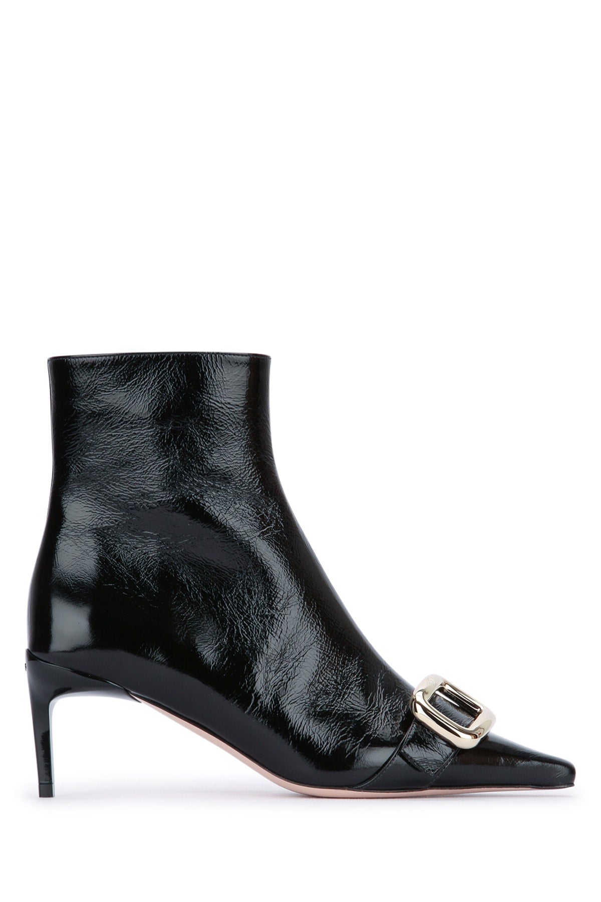 Roger Vivier Buckle-Detailed Patent Leather Boot — Black