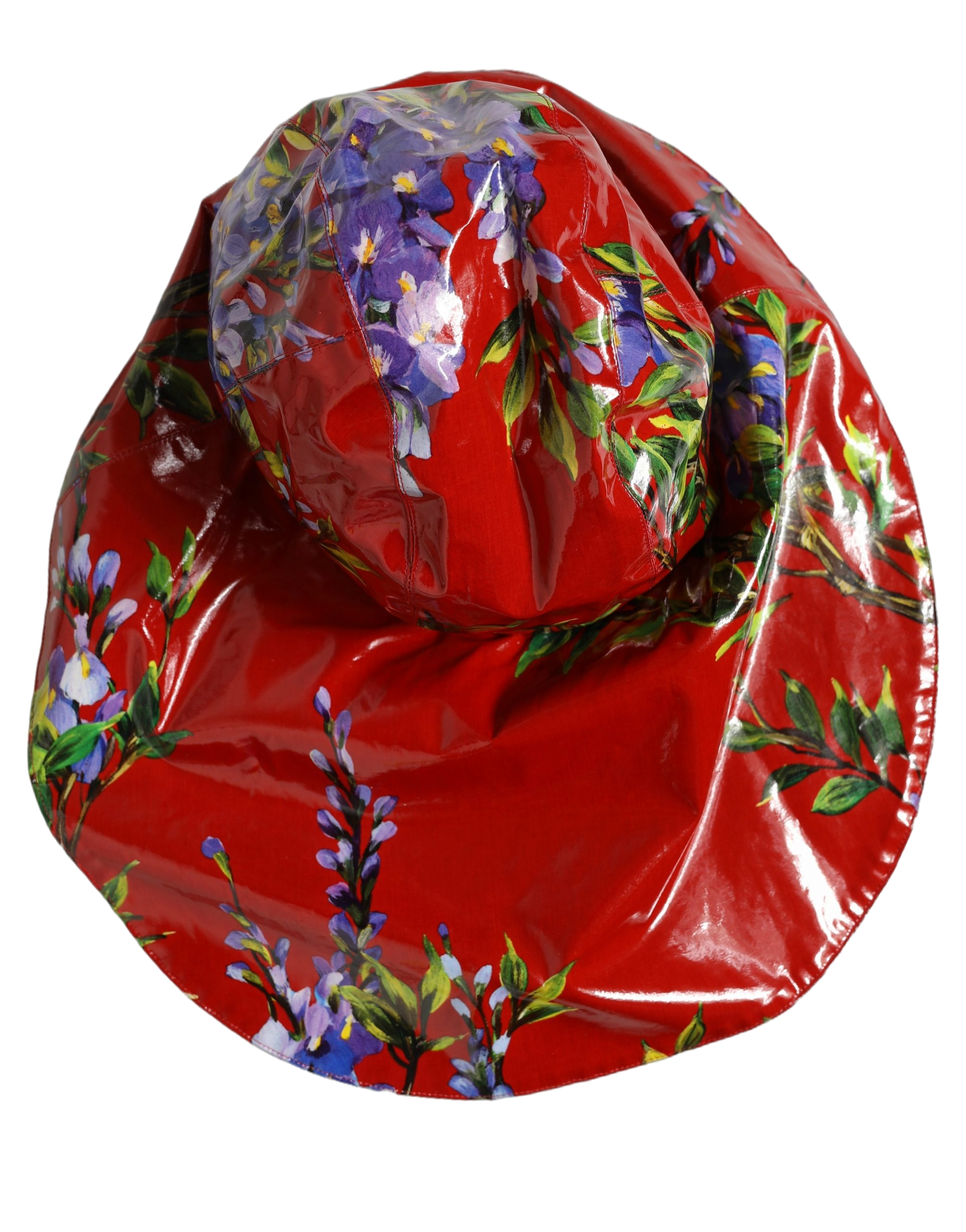 Dolce & Gabbana HAT10004 Glossy Floral Cotton Bucket Hat — Red