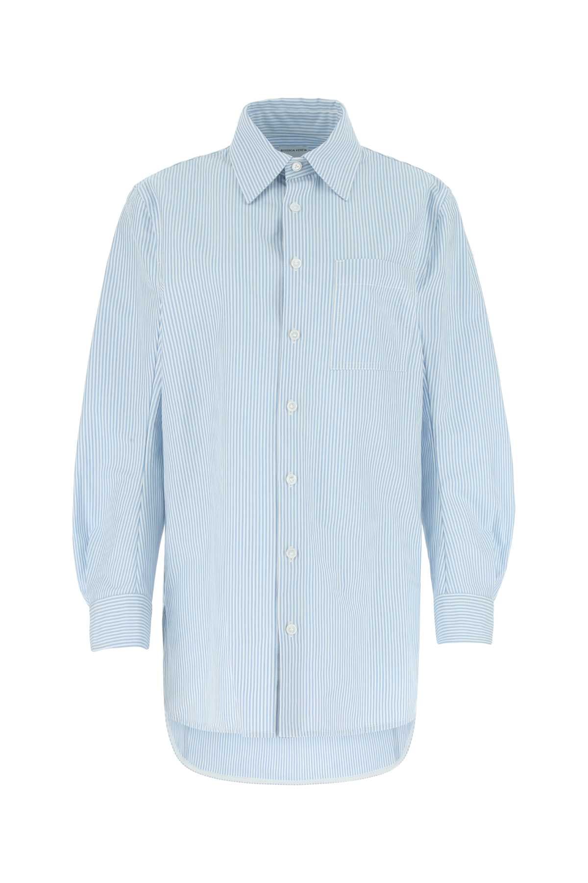 Bottega Veneta Striped Cotton Oversize Shirt — Blue