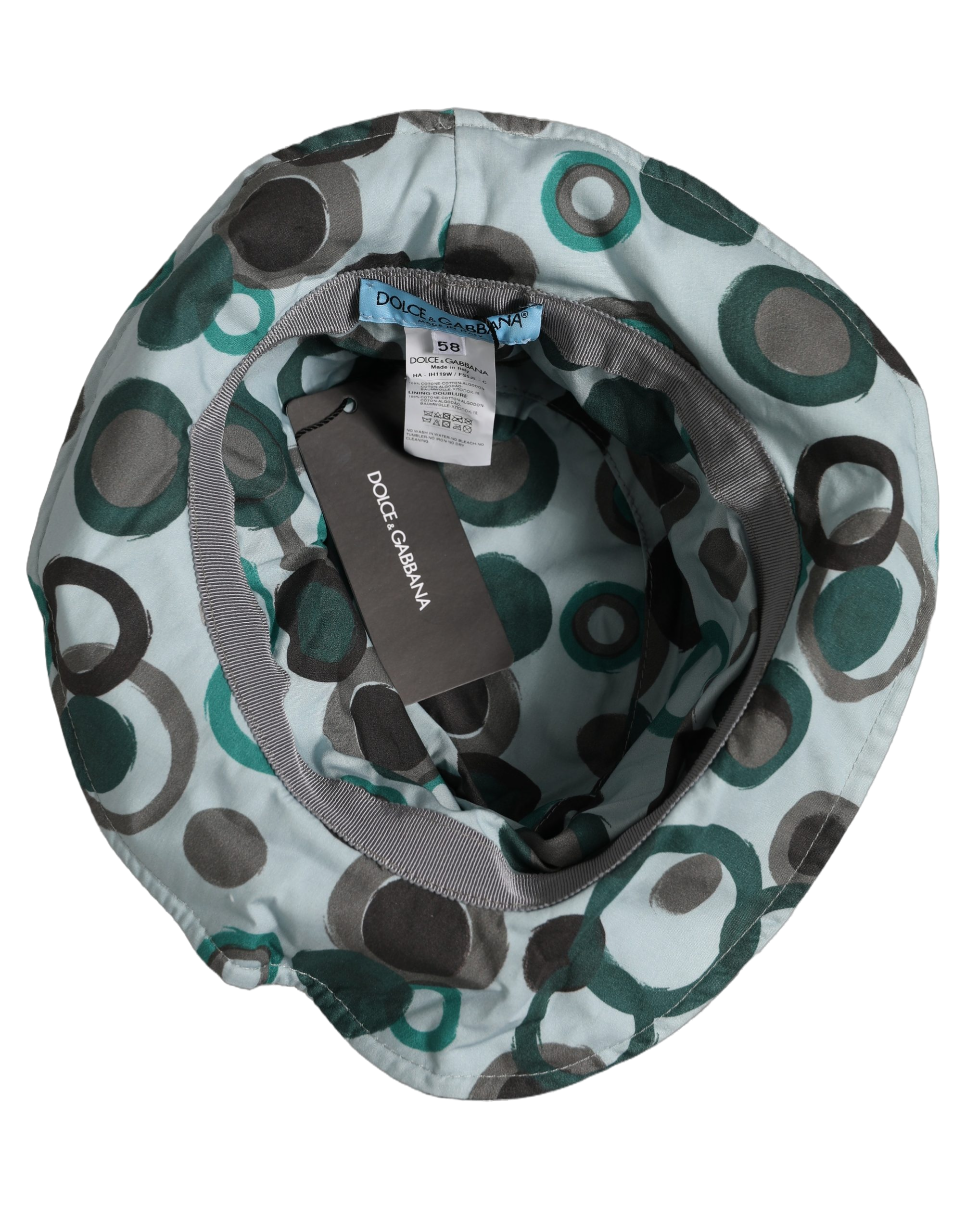 Dolce & Gabbana HAT10021 Polka Dot Cotton Bucket Hat — Teal