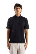 Handvaerk Pima Cotton Short-Sleeved Polo Shirt — Black