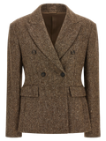 Brunello Cucinelli Virgin Wool Donegal Blazer — Brown