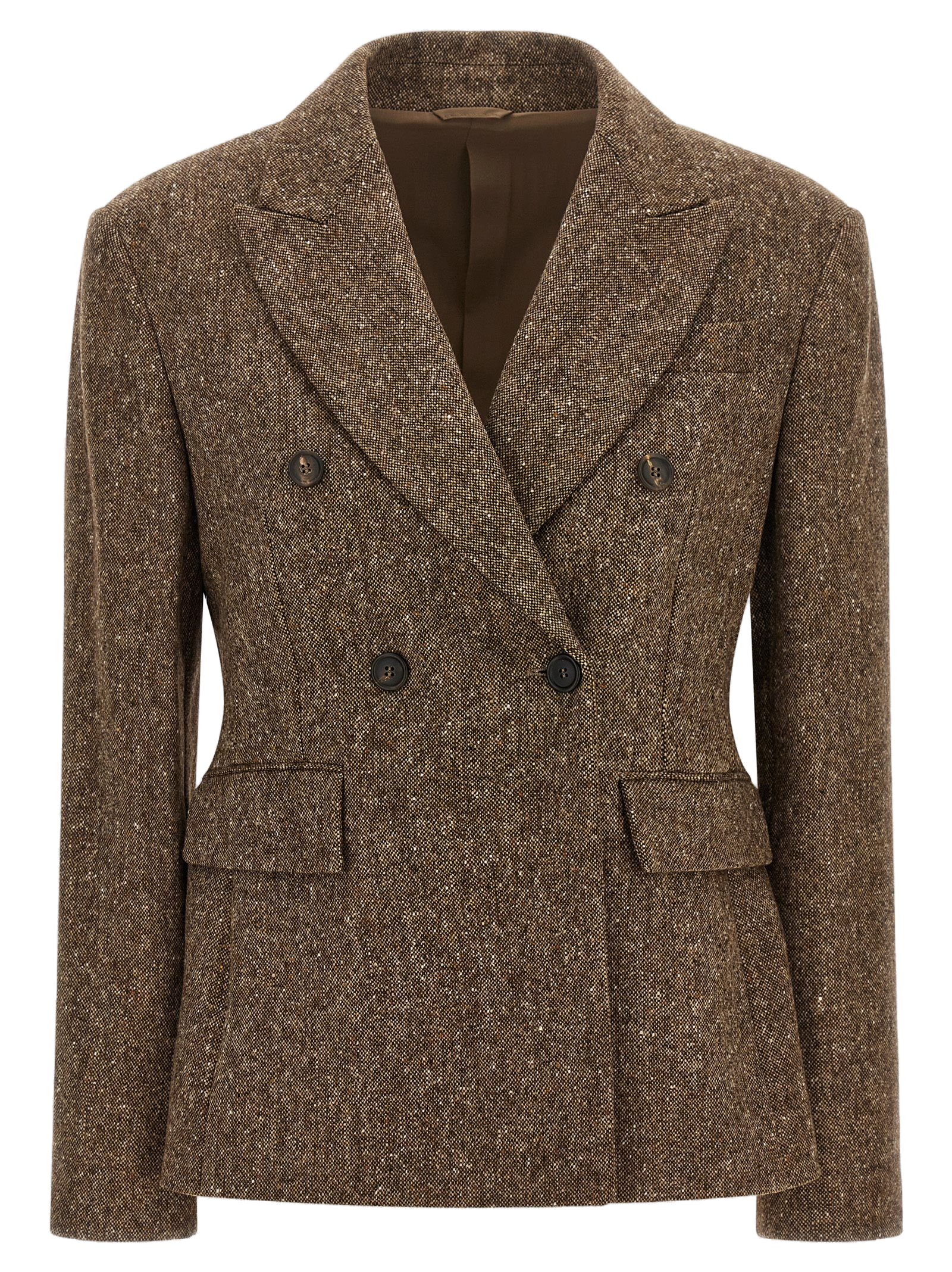Brunello Cucinelli Virgin Wool Donegal Blazer — Brown
