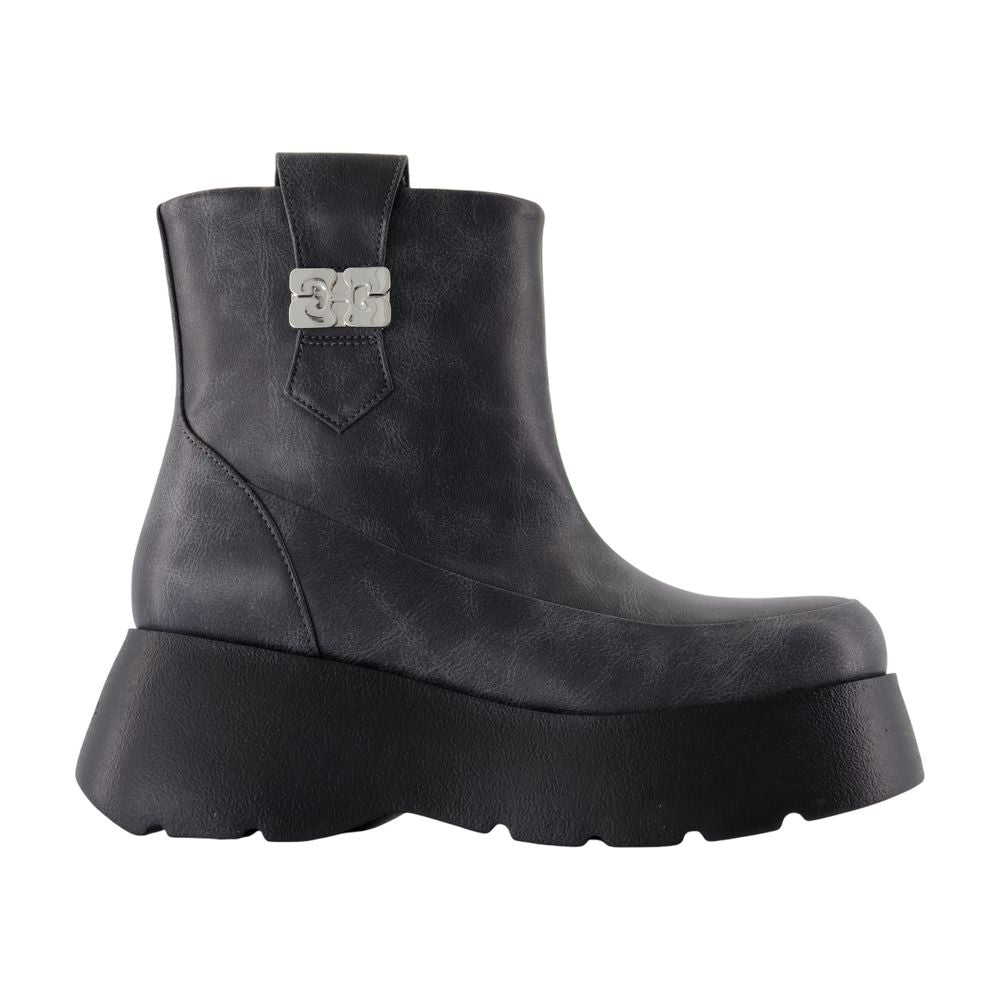 Ganni Kat Low Ankle Boot — Gray