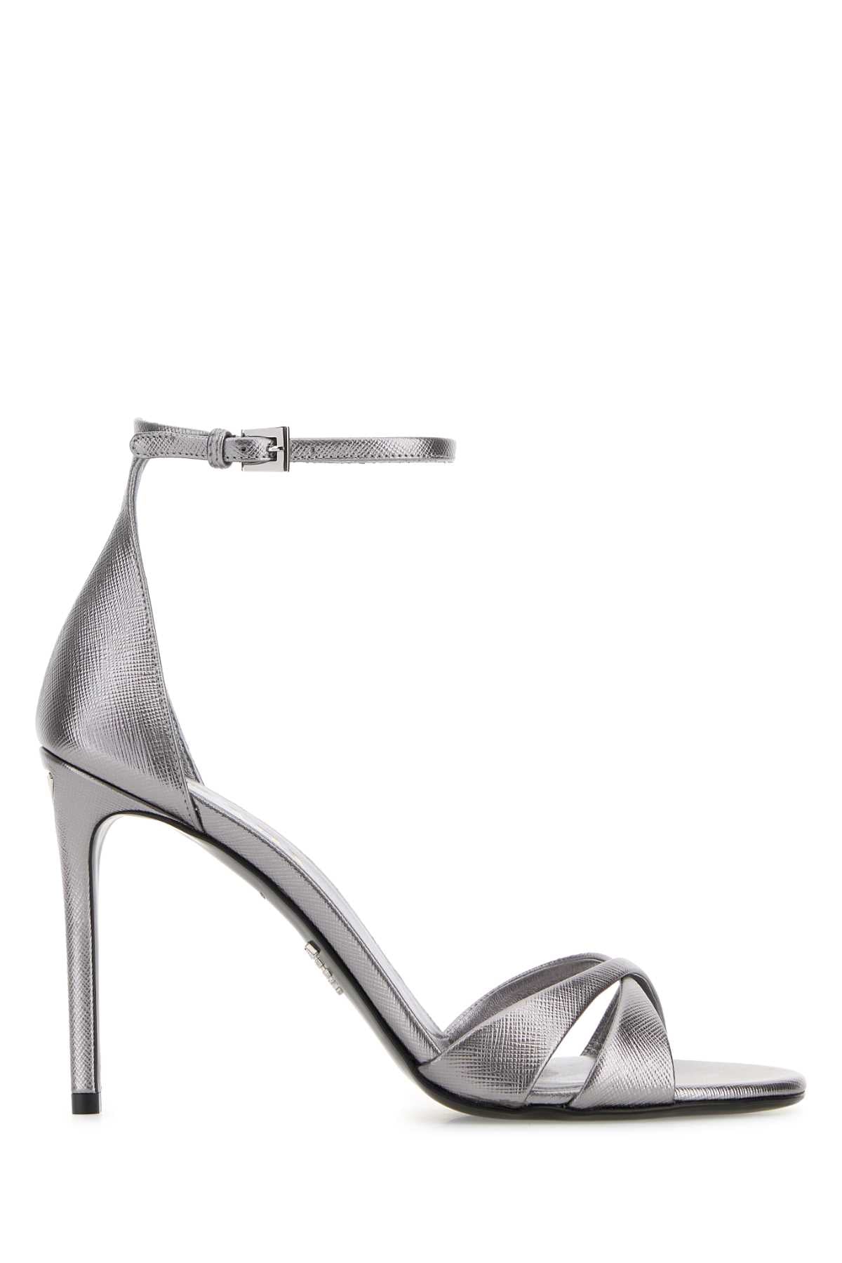 Prada Sandali Heel Sandal — Silver