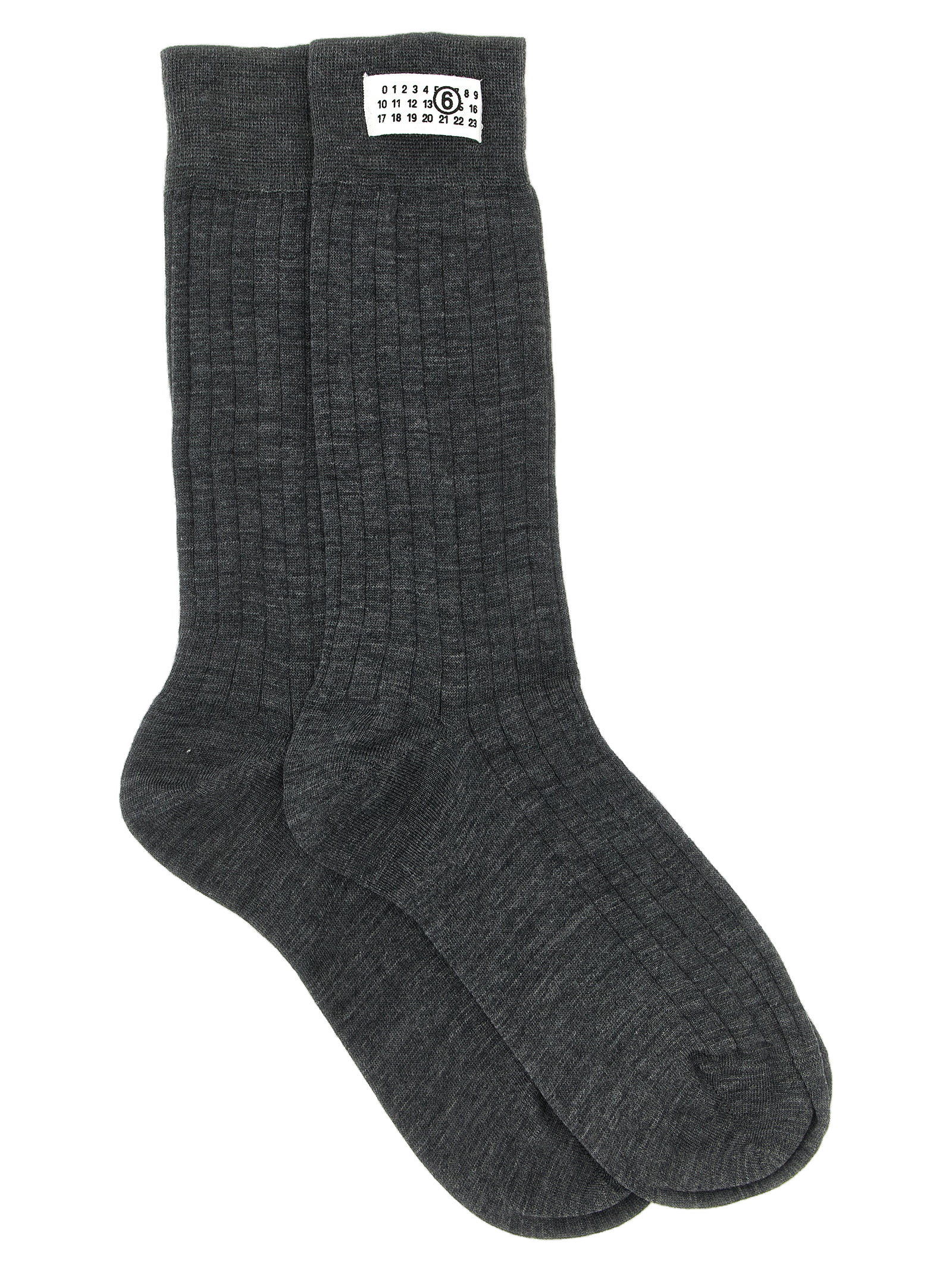 MM6 Maison Margiela Ribbed Wool Socks — Gray