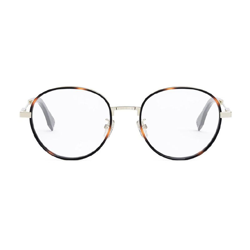 Fendi FE50052U032 Round Metal-Frame Eyeglasses — Black